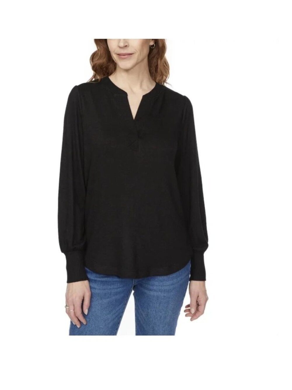 NWT Buffalo David Bitton Women's XL Cozy V-Neck Black  Knit Top  C0487